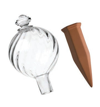 Plant Nanny 24oz Spiral Fluted Watering Globe and Stake Set