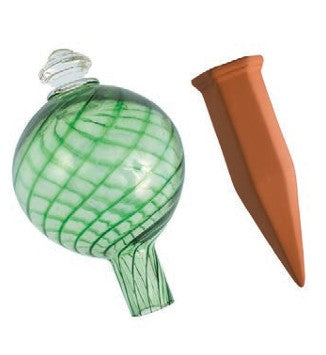 Plant Nanny 24oz Spiral Fluted Watering Globe and Stake Set