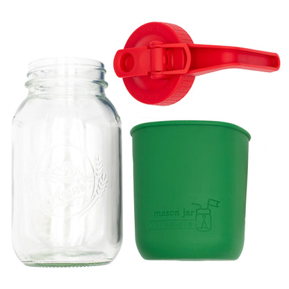 Mason Jar Lifestyle 32Oz Quart Glass Pitcher Set with Silicone Sleeve
