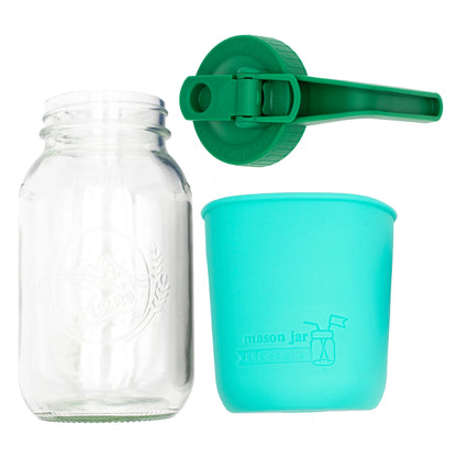 Mason Jar Lifestyle 32Oz Quart Glass Pitcher Set with Silicone Sleeve