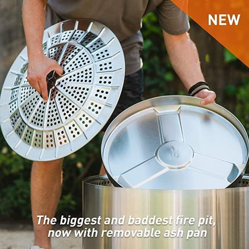Solo Stove Yukon 2.0, 27 Inch Smokeless Fire Pit with Removable Ash Pan - Wood Burning Portable Stainless Steel Outdoor Fireplace, Stainless Steel, Ideal for 6 or More People, 38 Lbs