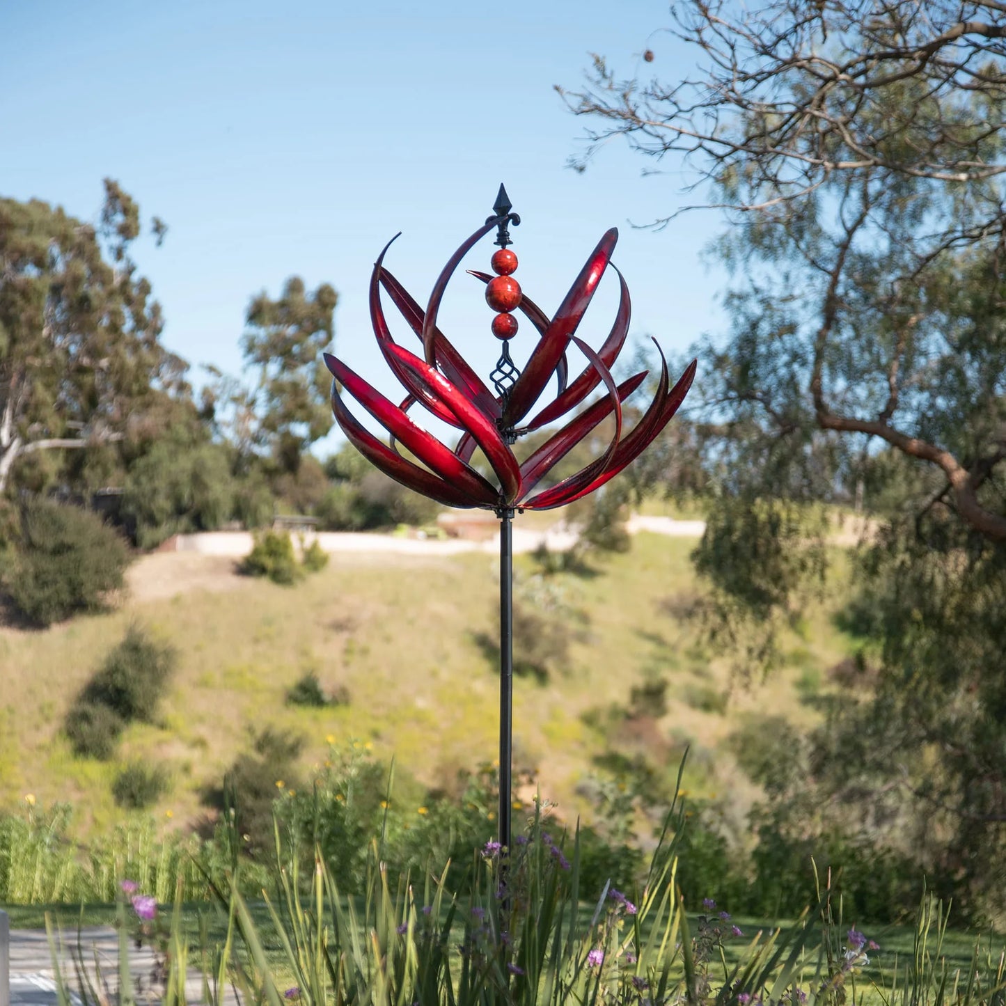 Crimson Lotus Wind Spinner