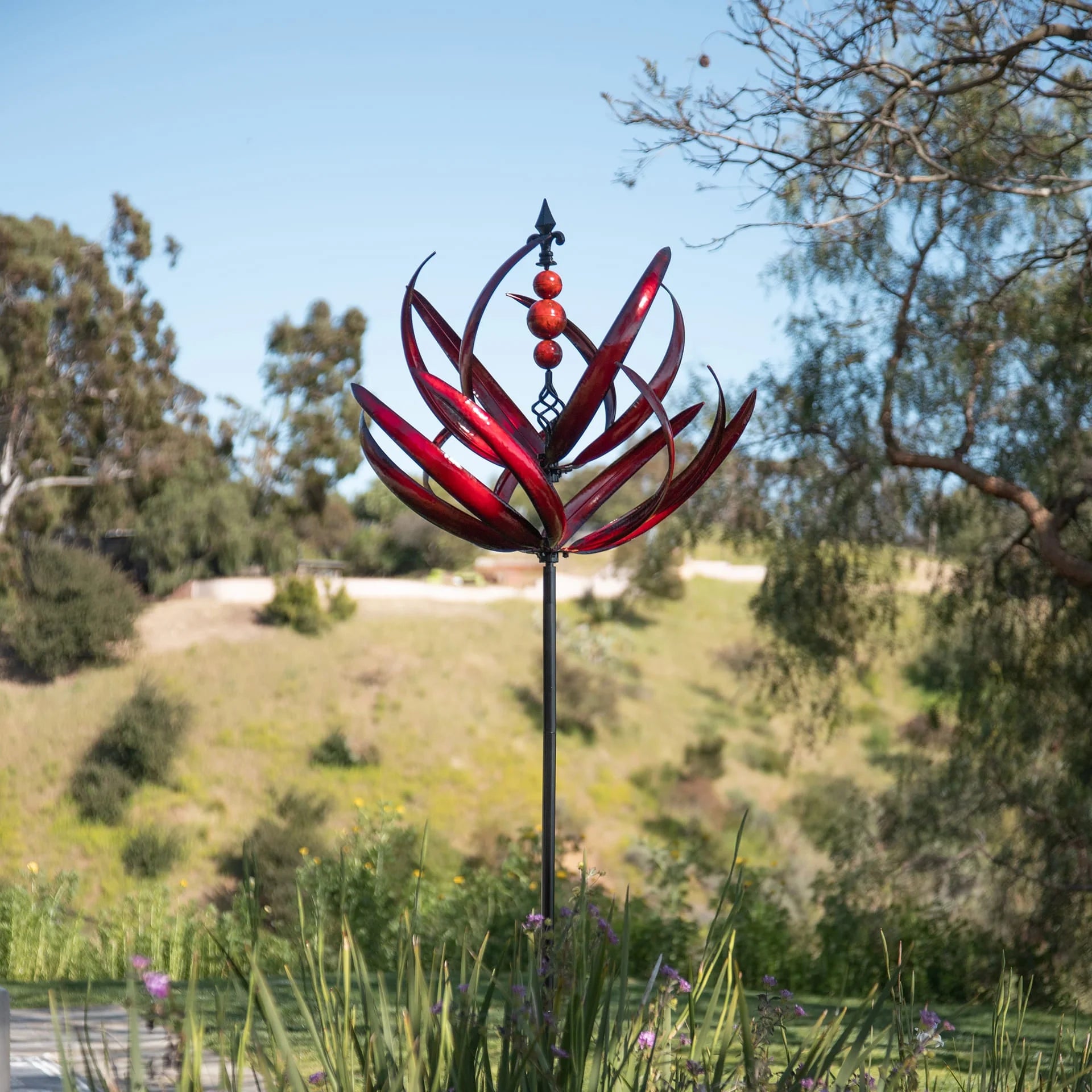 Crimson Lotus Wind Spinner