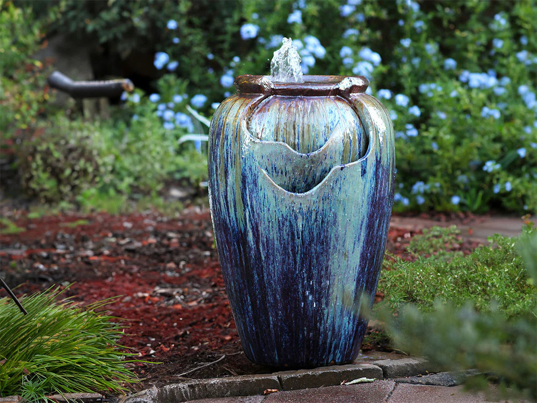 Tea Garden Fountain (Red Copper on Violet) by
