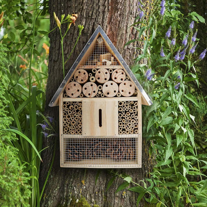 Premium Weatherproof Insect Hotel - Durable Bug House, Bee Home Box for Garden - Ideal Habitat for Bees, Ladybirds, Butterflies - Enhance Biodiversity & Eco-Balance