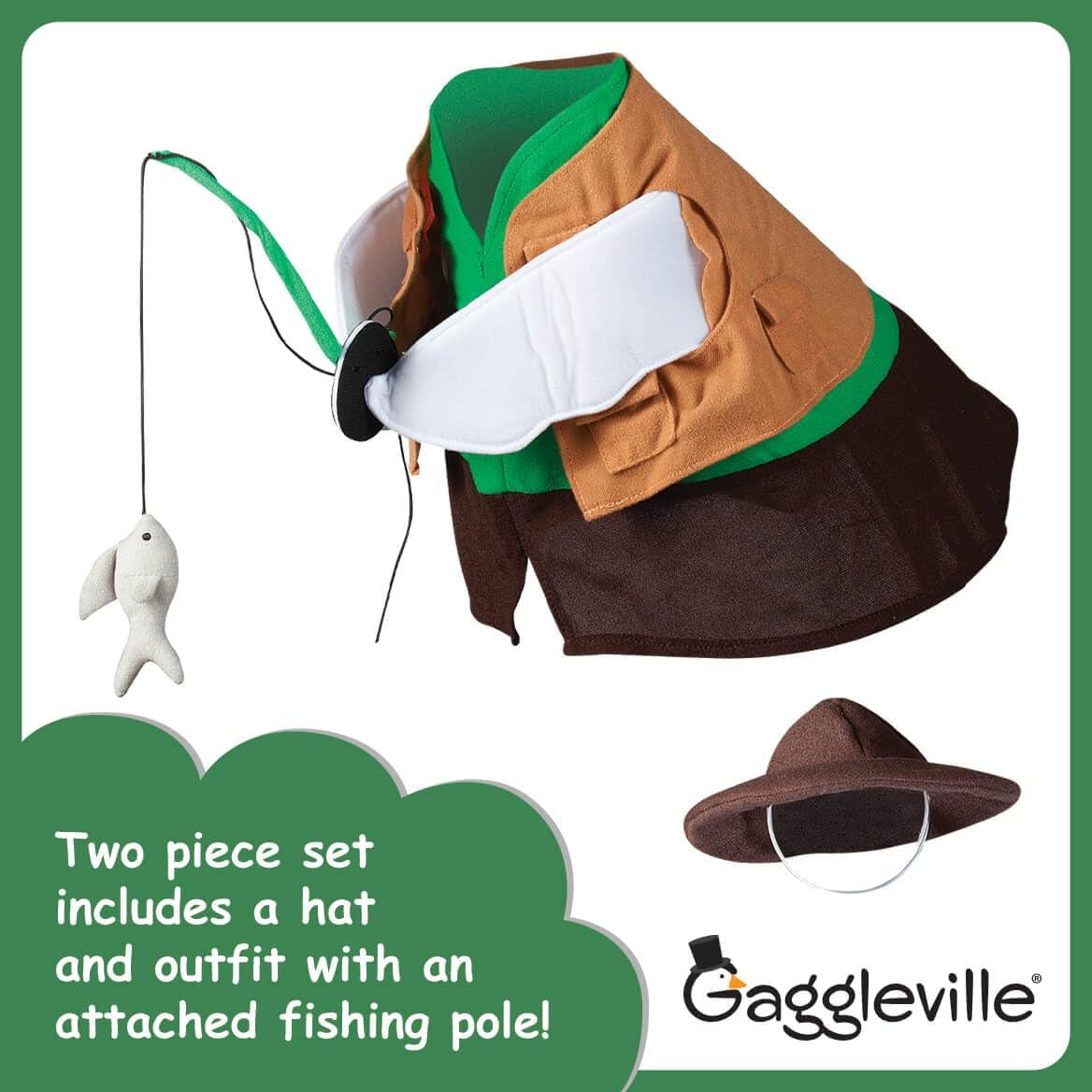 Gaggleville Fishing Goose Outfit, Fits Large 23" H Statue