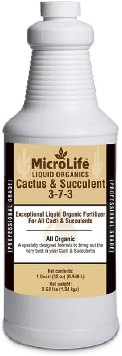 Microlife Cactus & Succulent (3-7-3) Professional Grade Organic Liquid Fertilizer Concentrate, 1 Quart