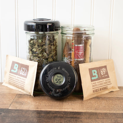 Mason Jar Lifestyle Humidor 24Oz Pint & Half Jar Set