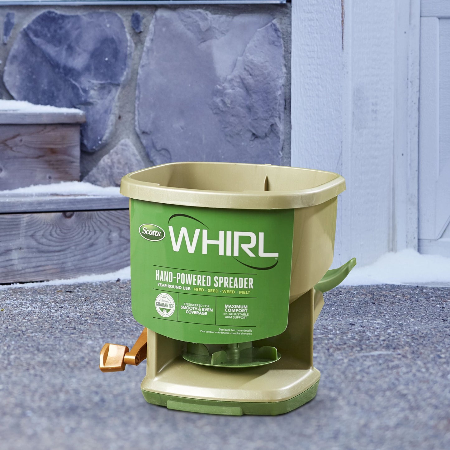 Whirl Hand-Powered Spreader for Grass Seed, Fertilizer, Salt and Ice Melt