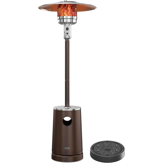 EAST OAK 50,000 BTU Patio Heater with Sand Box, Table Design, Double-Layer Stainless Steel Burner, Wheels, Triple Protection System, Outdoor Heater for Home and Residential, Pinecone