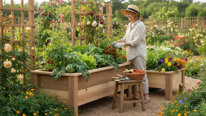 Handmade Heavy Duty Rectangular Raised Outdoor Cedar Wood Garden Planter Box with Legs, Farmhouse Flowers, Vegetables 60" 52" 46" 36" 24"6佛G