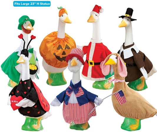 Gaggleville All Seasons Goose Outfit Bundle - Includes 7 Seasonal Outfits, Fits Large 23" H Statue