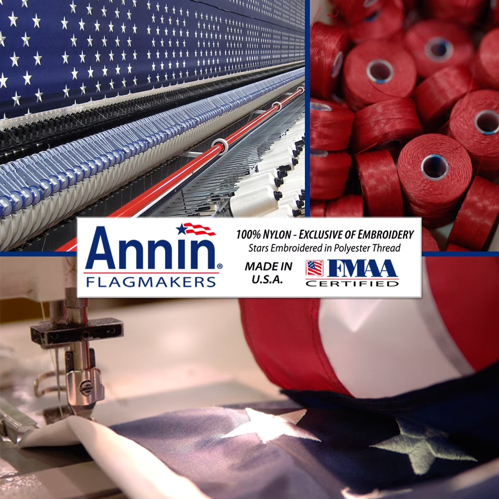 American Nylon Flag with Sewn Stripes and Embroidered Stars by Annin, 3’ X 5’