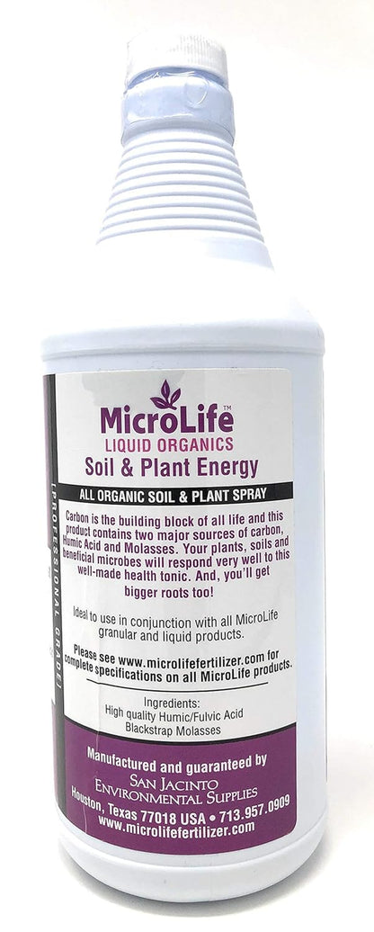 Microlife Soil & Plant Energy Liquid Organic Concentrate Humic/Fulvic Acid & Molasses Foliar Spray or Root Stimulator, 1 QT