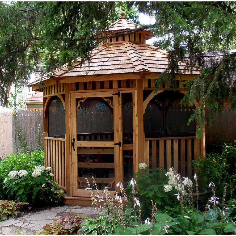 12 Ft. Bayside Cedar Octagon Gazebo with Screen Kit
