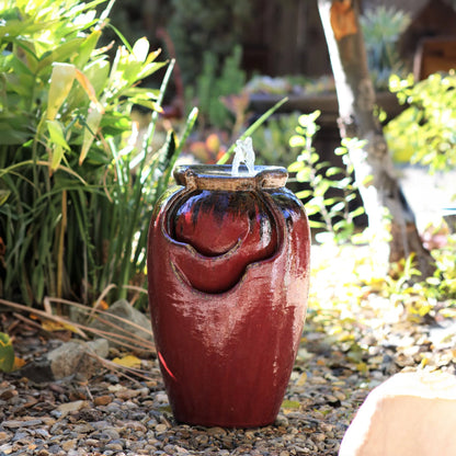 Tea Garden Fountain (Copper on Ox Red) by