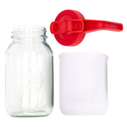 Mason Jar Lifestyle 32Oz Quart Glass Pitcher Set with Silicone Sleeve