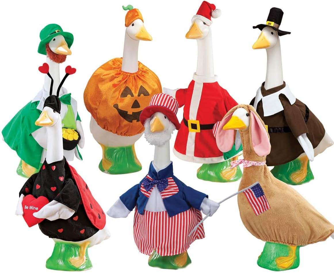Gaggleville All Seasons Goose Outfit Bundle - Includes 7 Seasonal Outfits, Fits Large 23" H Statue
