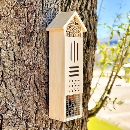 Wooden Insect House, Insect Hotel for Bugs, Bees, Butterflys, Ladybirds, Natural Beneficial Insect Habitat for Garden and Yard