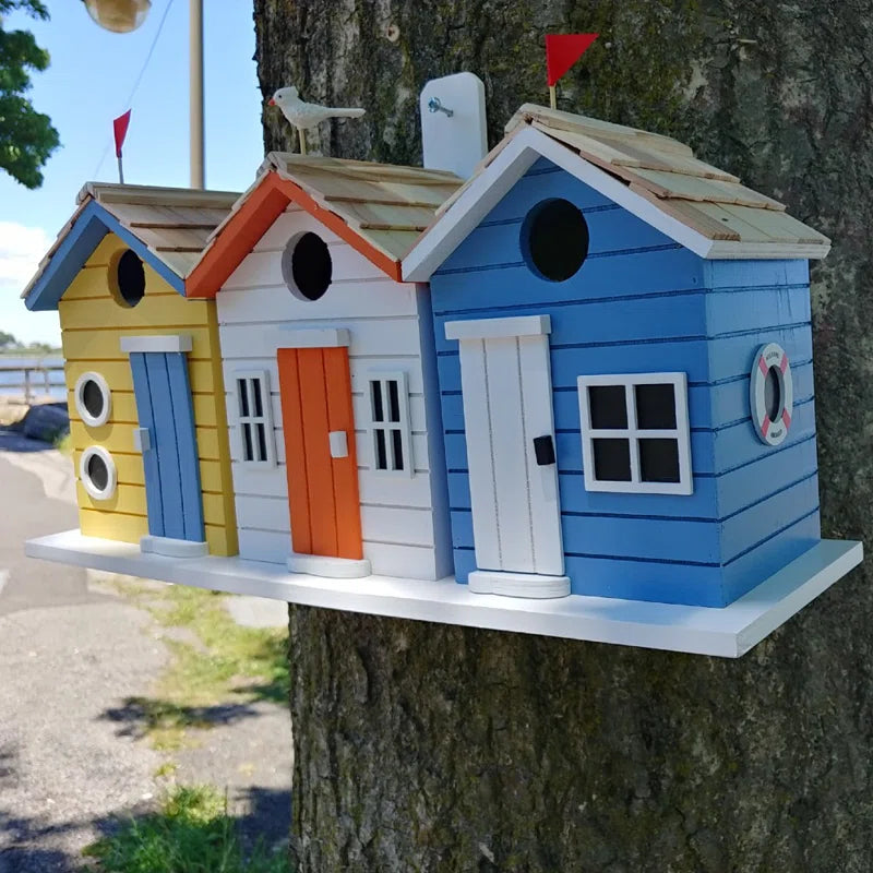 Birds of a Feather Series Brighton Beach Huts 8.25 X 17 X 5.75 Birdhouse