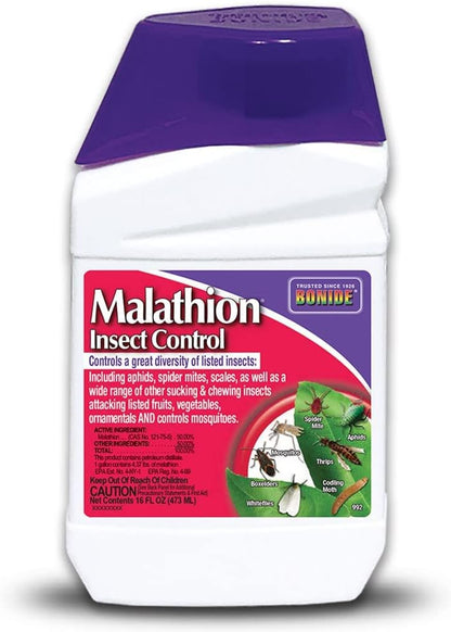 Bonide Malathion Insect Control, 16 Oz Ready-To-Mix Concentrate Bug & Spider Mite Killer for Outdoor Garden Use