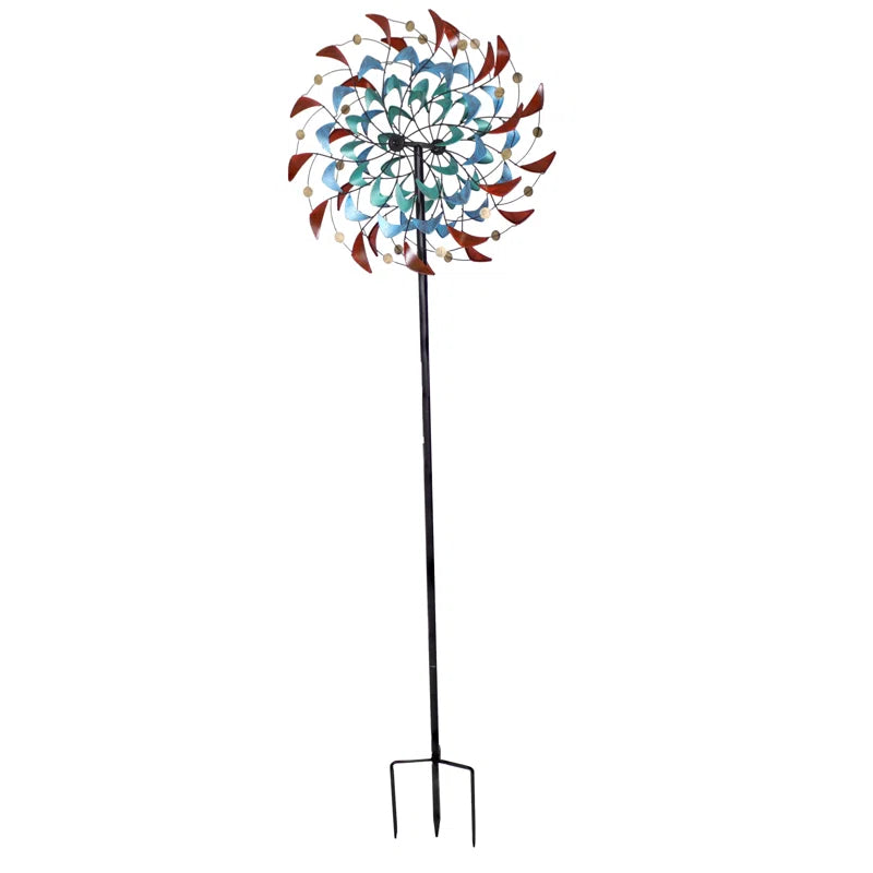 Vincenza 84" Red, Yellow, Blue, Green, and Yellow Solid Iron Wind Spinner
