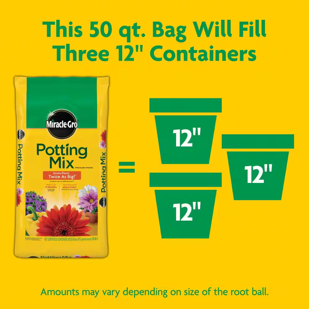 Potting Mix 50 Qt. for Container Plants, Flowers, Vegetables, Shrubs, Feeds up to 6 Months