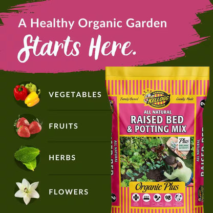 Organic Raised Bed and Potting Mix, All Natural Premium Soil 2 Cu. Ft., OMRI Listed