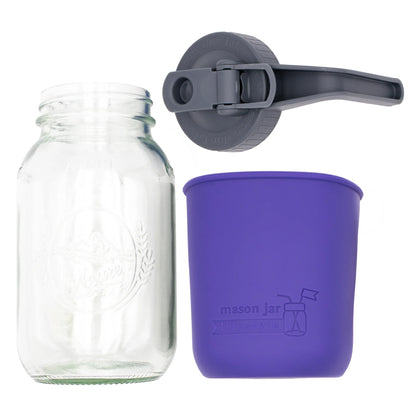 Mason Jar Lifestyle 32Oz Quart Glass Pitcher Set with Silicone Sleeve