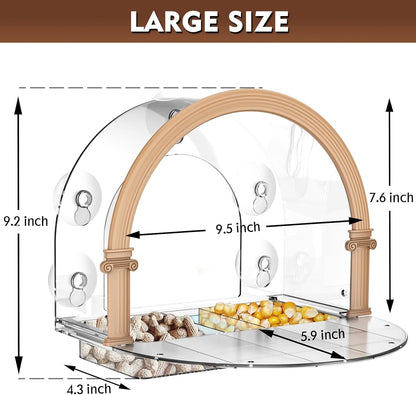 Window Squirrel Feeder, Large Squirrel Feeder for Outside,Funny Squirrel House with 5 Suction Cups，Plastic Squirrel Feeder Which Easy to Install,No Assembly Required