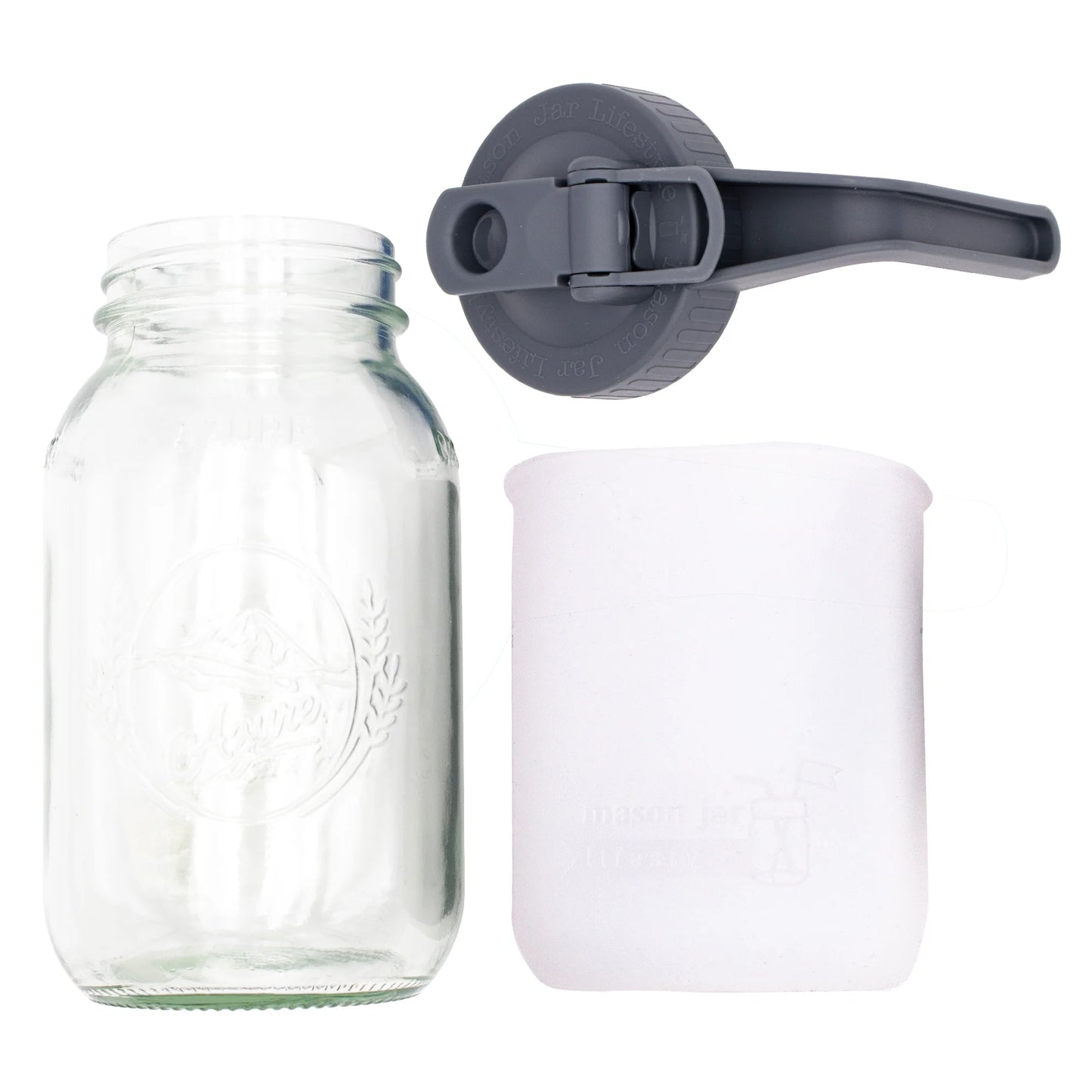Mason Jar Lifestyle 32Oz Quart Glass Pitcher Set with Silicone Sleeve
