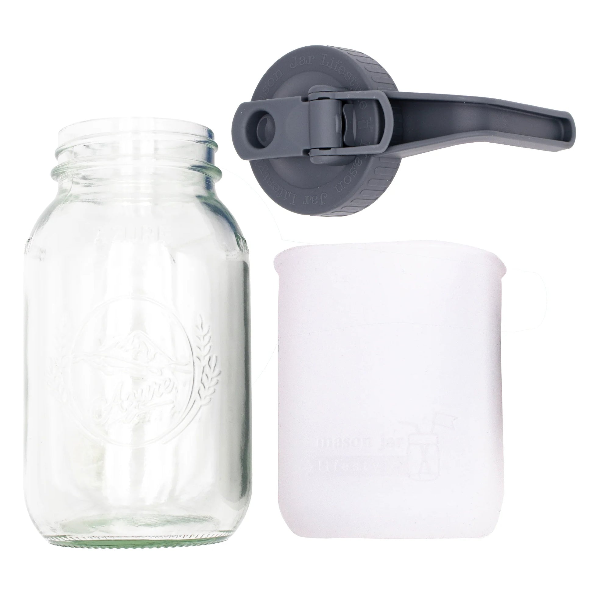 Mason Jar Lifestyle 32Oz Quart Glass Pitcher Set with Silicone Sleeve
