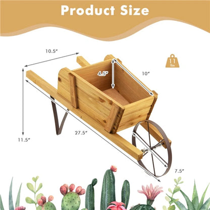 Brynesha Wood Wheelbarrow Planter