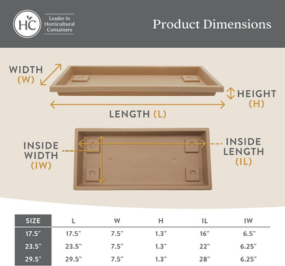 The HC Companies Venetian Rectangular Plant Tray - 24" (Clay color)