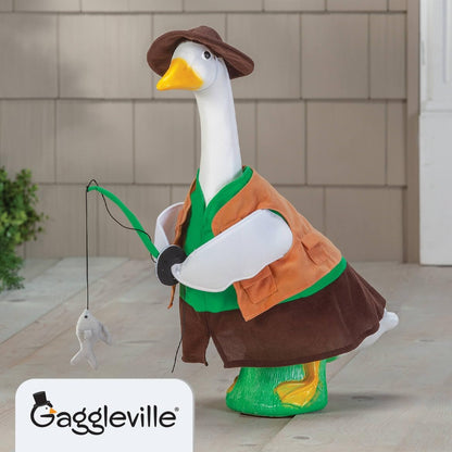 Gaggleville Fishing Goose Outfit, Fits Large 23" H Statue
