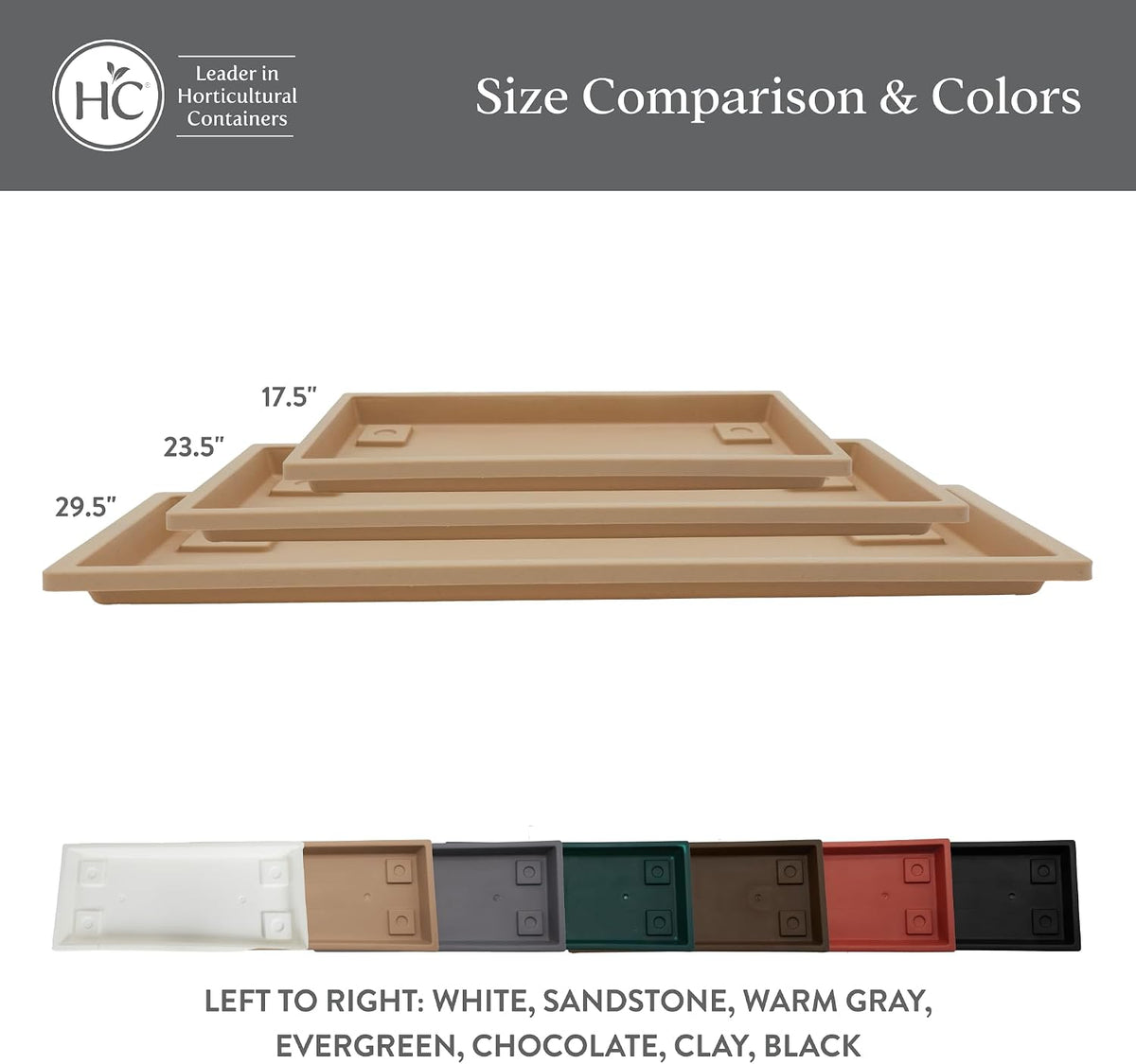 The HC Companies Venetian Rectangular Plant Tray - 24" (Clay color)
