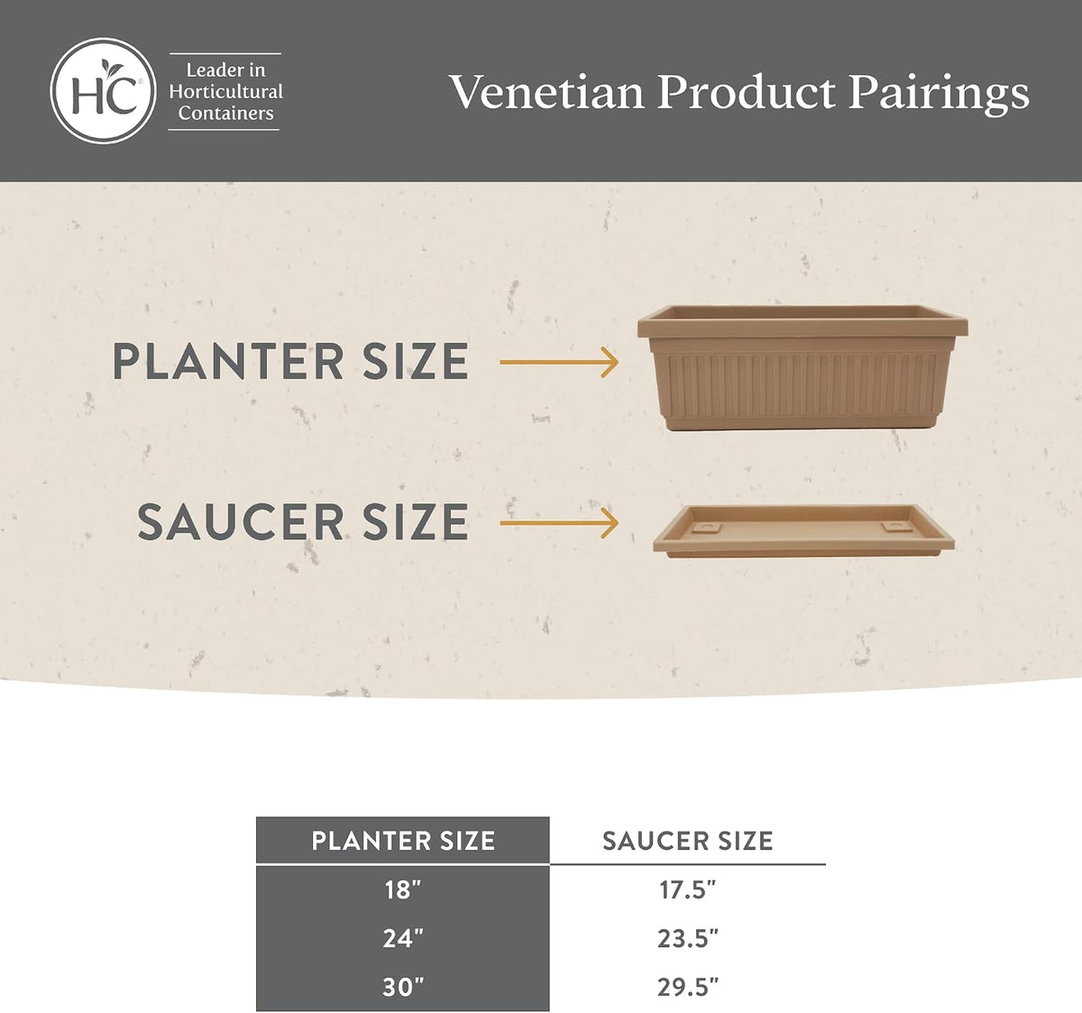 The HC Companies Venetian Rectangular Plant Tray - 24" (Clay color)