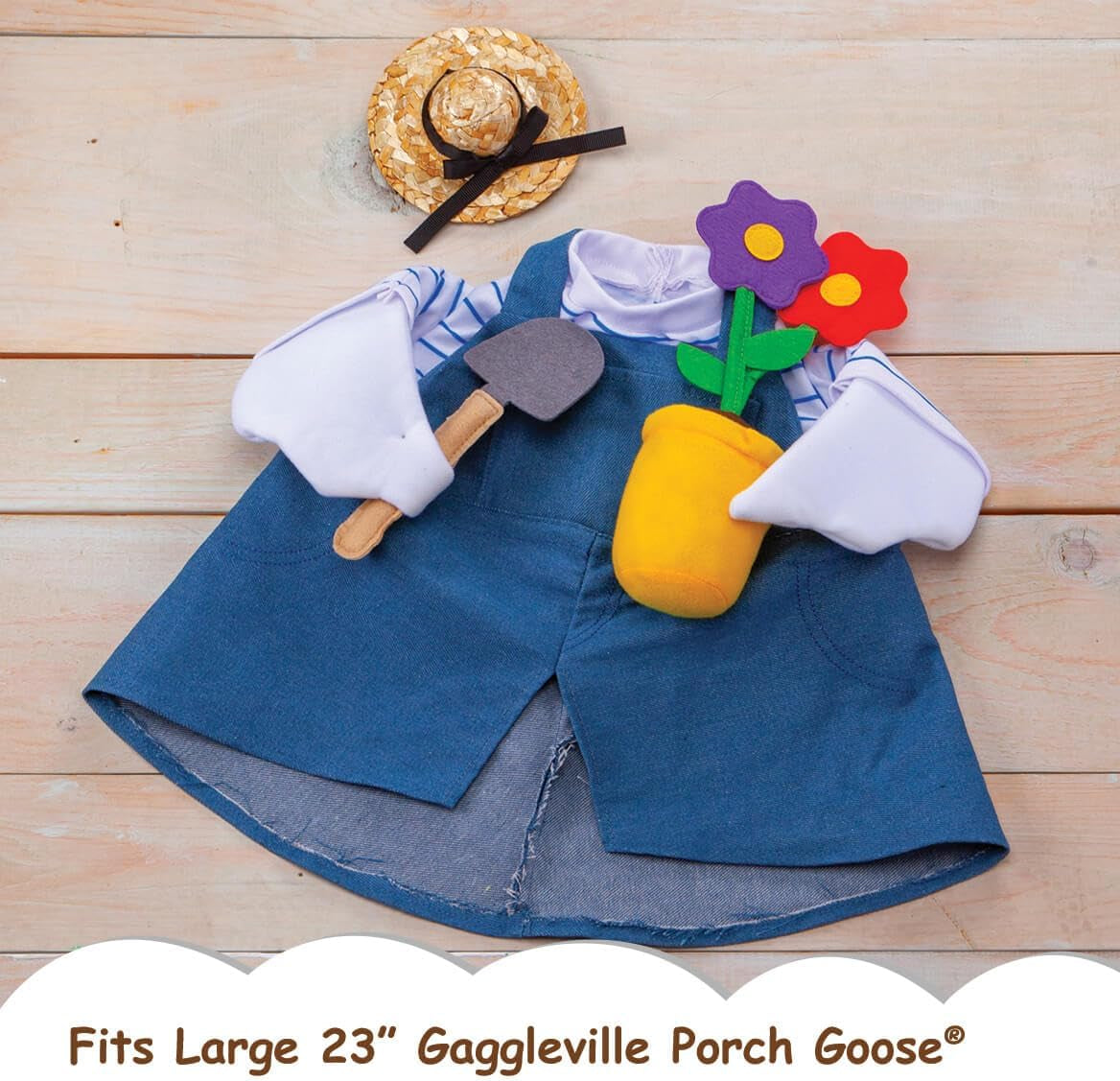 Gaggleville Gardener Goose Outfit, Fits Large 23" H Statue