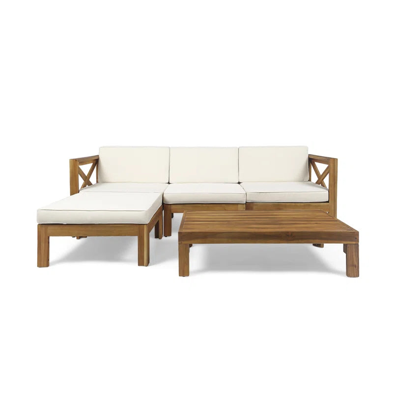 Barcomb Outdoor 5 Piece Sectional Seating Group with Cushions