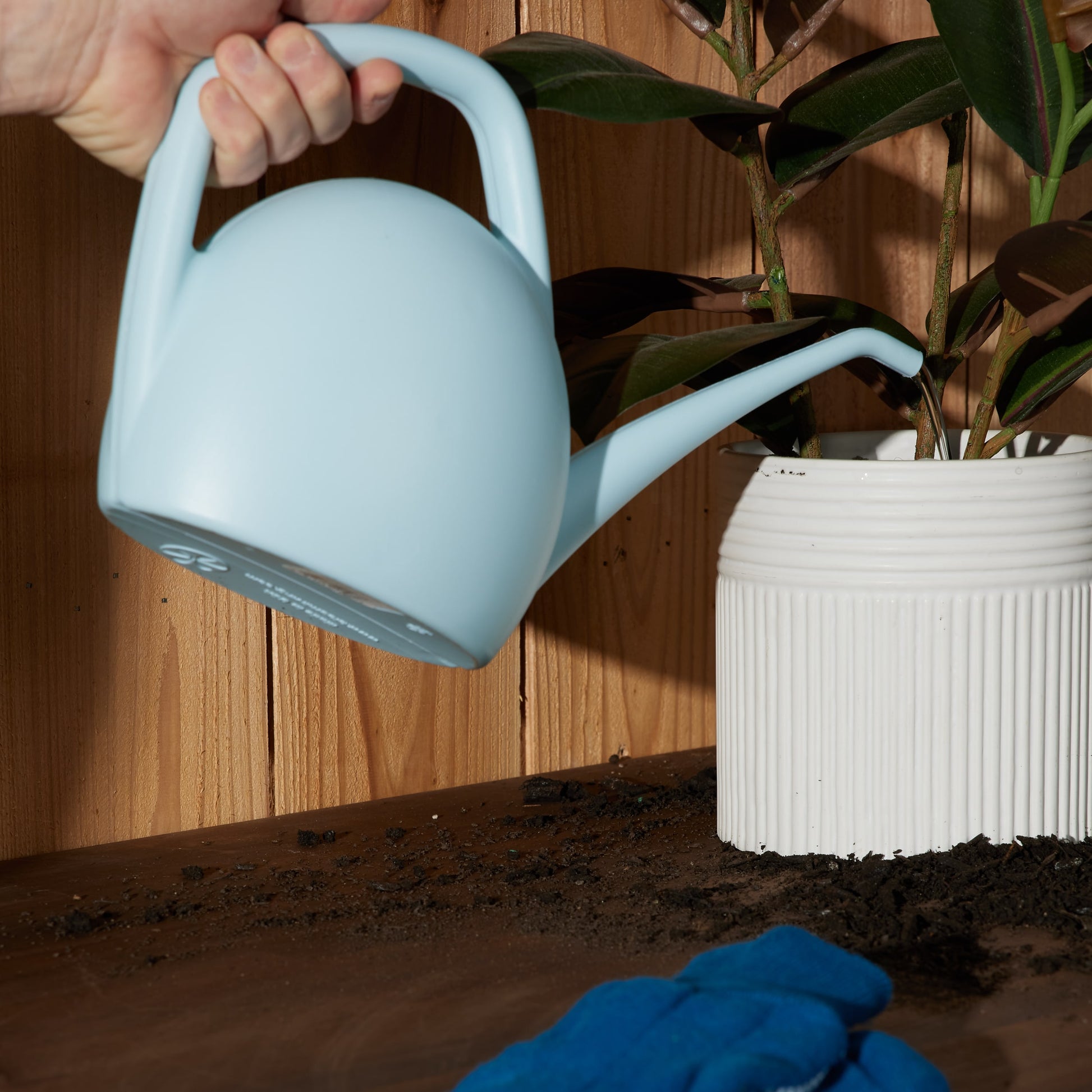 0.4-Gallon Blue Plastic Classic Watering Can