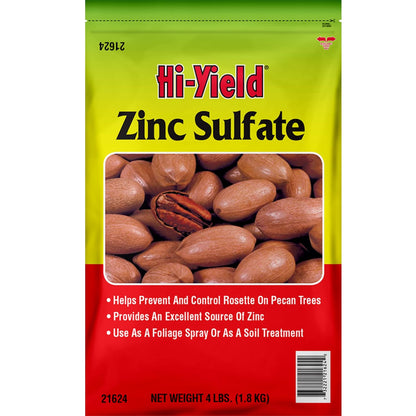 Hi-Yield (21624) Zinc Sulfate, 4 Lbs | Zinc Sulfate 36% Granular - Corrects Zinc Deficiency in Pecan Trees, Vegetables & Ornamentals - Serious Gardeners