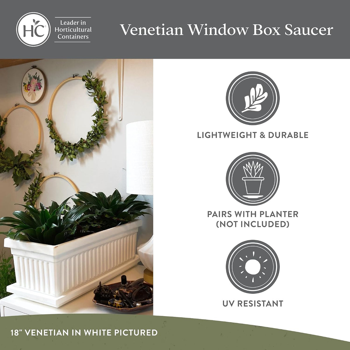 The HC Companies Venetian Rectangular Plant Tray - 24" (Clay color)