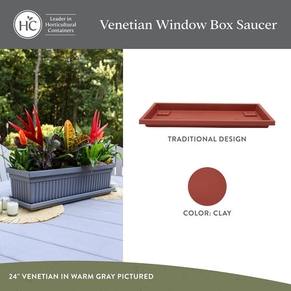 The HC Companies Venetian Rectangular Plant Tray - 24" (Clay color)