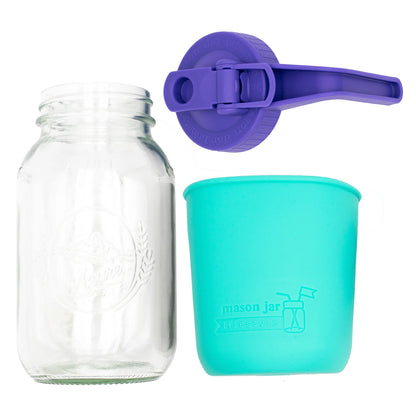 Mason Jar Lifestyle 32Oz Quart Glass Pitcher Set with Silicone Sleeve