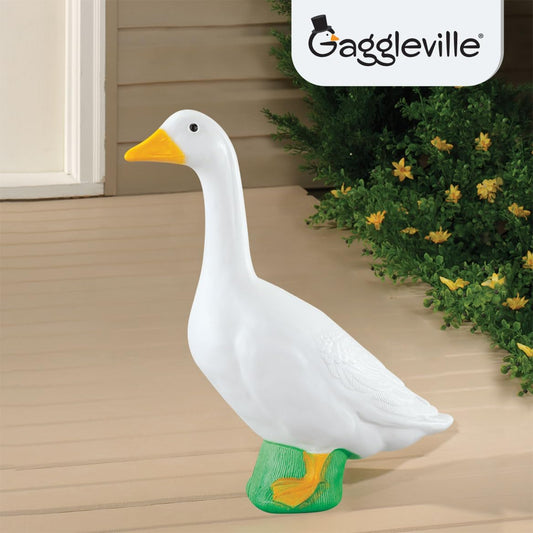 Gaggleville Porch Goose Baby Statue – Charming 17" Outdoor Decorative Figurine for Garden, Patio, or Entryway Accent