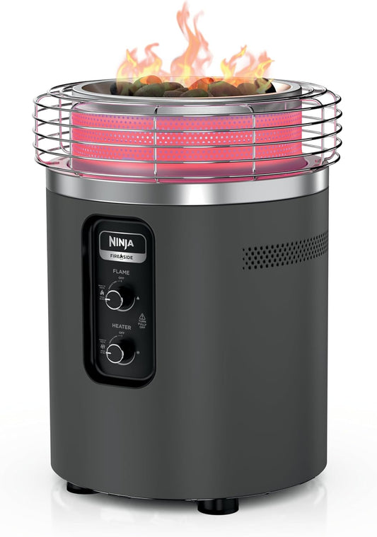 Ninja Fireside360™ Outdoor Heater & Fire Pit | 3 Modes: Flame, Heat, Flame & Heat | Portable for Patio, Deck, Camping | Easy Control Smokeless Flames | Push to Start Ignition | Charcoal | OF101AMZ