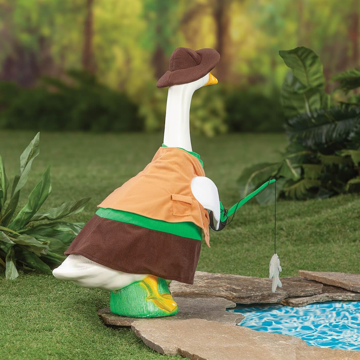 Gaggleville Fishing Goose Outfit, Fits Large 23" H Statue