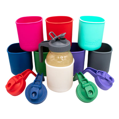 Mason Jar Lifestyle 32Oz Quart Glass Pitcher Set with Silicone Sleeve