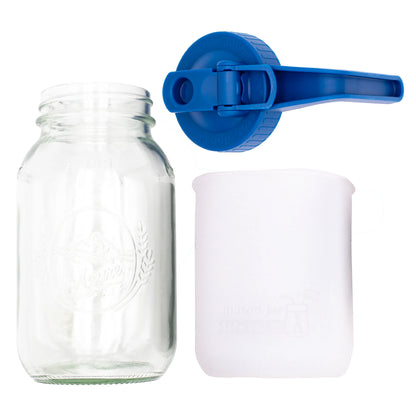 Mason Jar Lifestyle 32Oz Quart Glass Pitcher Set with Silicone Sleeve