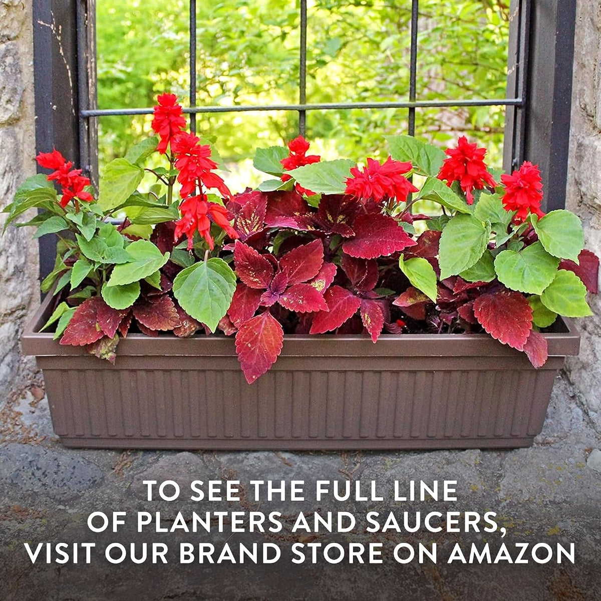 The HC Companies Venetian Rectangular Plant Tray - 24" (Clay color)